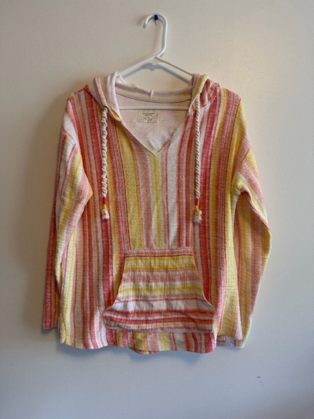 Southern Spirit Sunset Stripe Boho Beach Baja Hoodie Pullover Size M